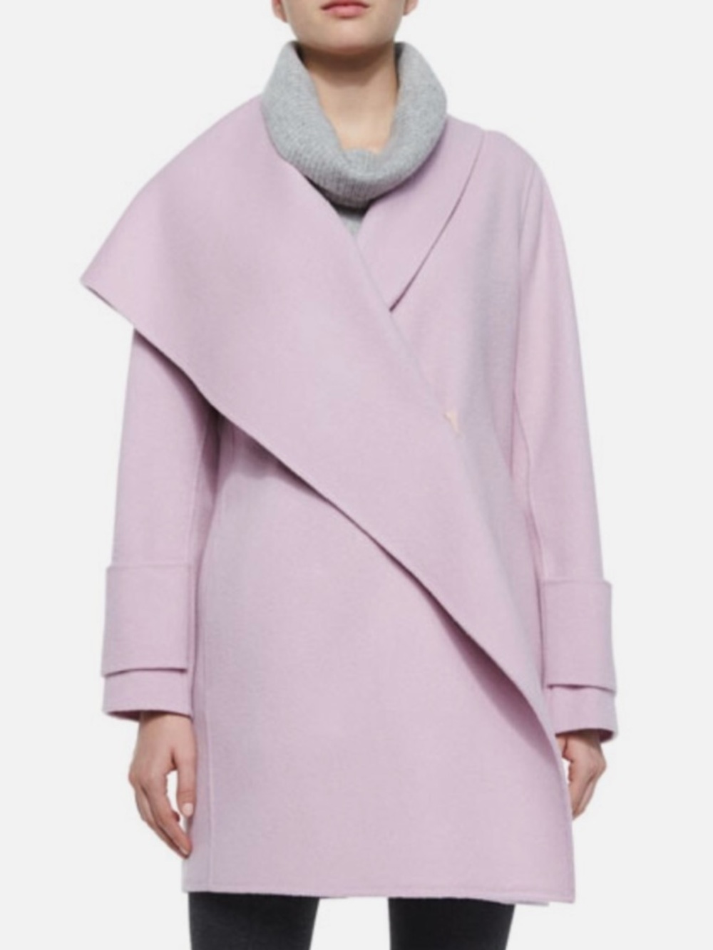 Vince 100% Wool Orchid Pink Drape Neck Coat Size XS